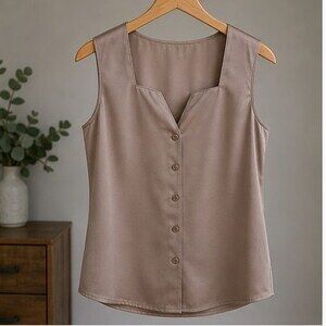Taupe V Neck Top